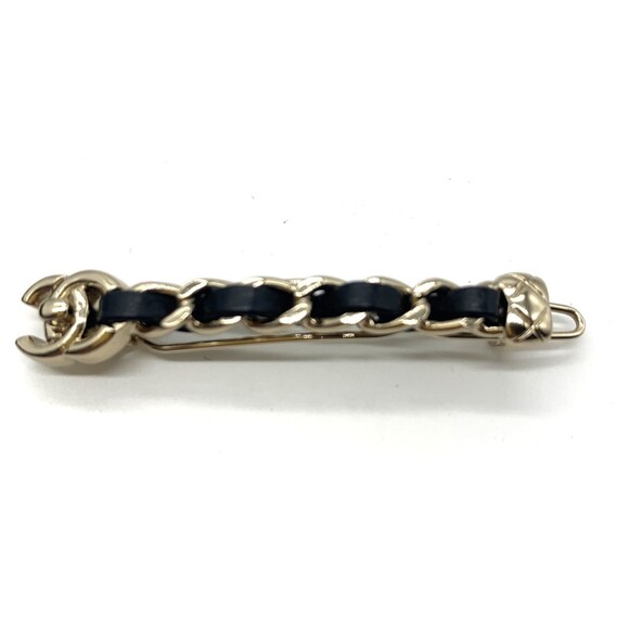 Chanel B21S Turnlock Coco Mark Design Barrette Hairpin Hair Accessory Gold/Bl...